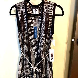 BCBG Sleeveless Fringe Sweater Cardigan BRAND NEW